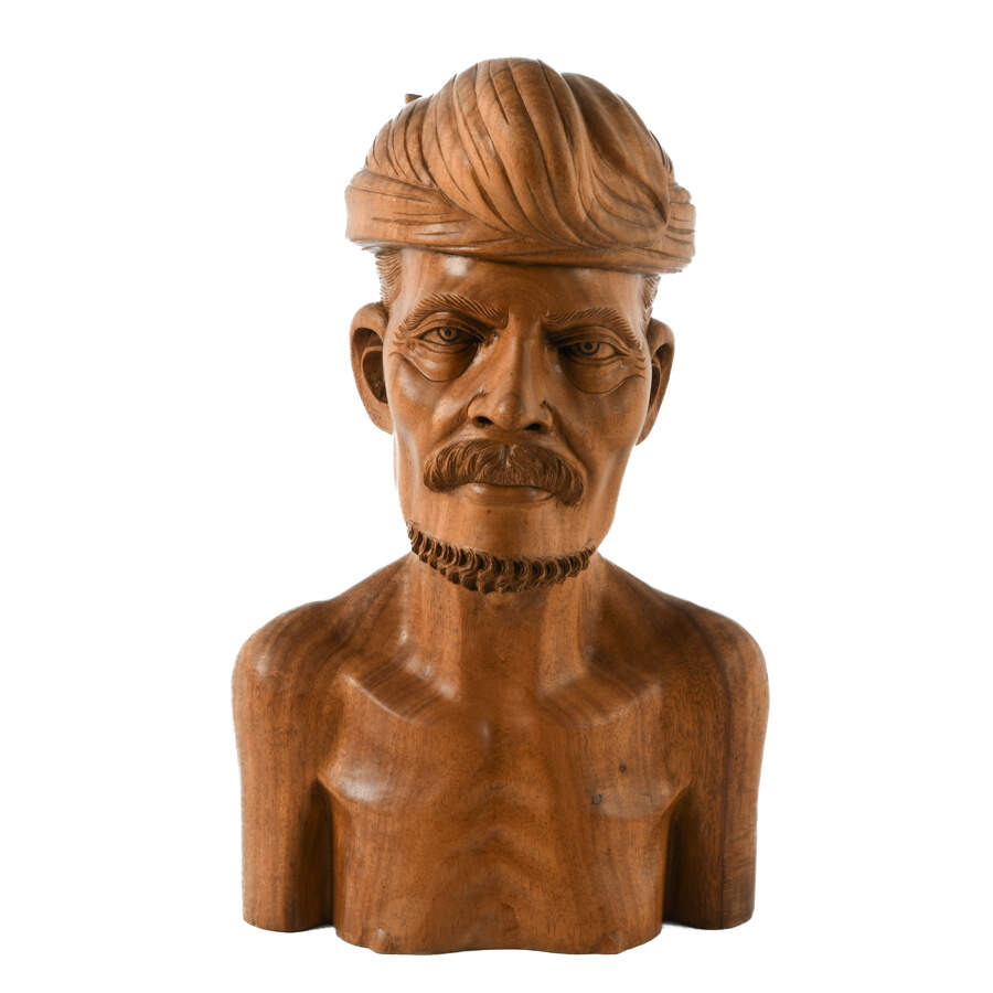 Carved Wood Native Bust of a Man-1