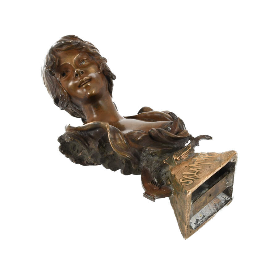 Signed A. Lefebvre Art Nouveau Bronze "Salammbo" Bust-8