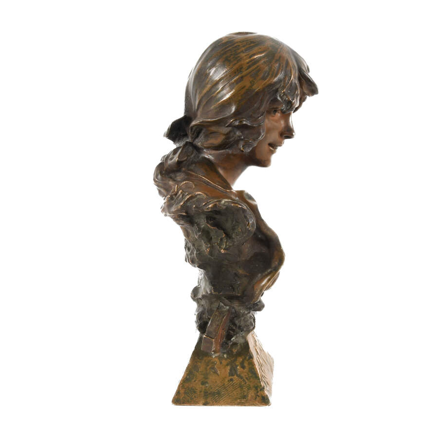 Signed A. Lefebvre Art Nouveau Bronze "Salammbo" Bust-7
