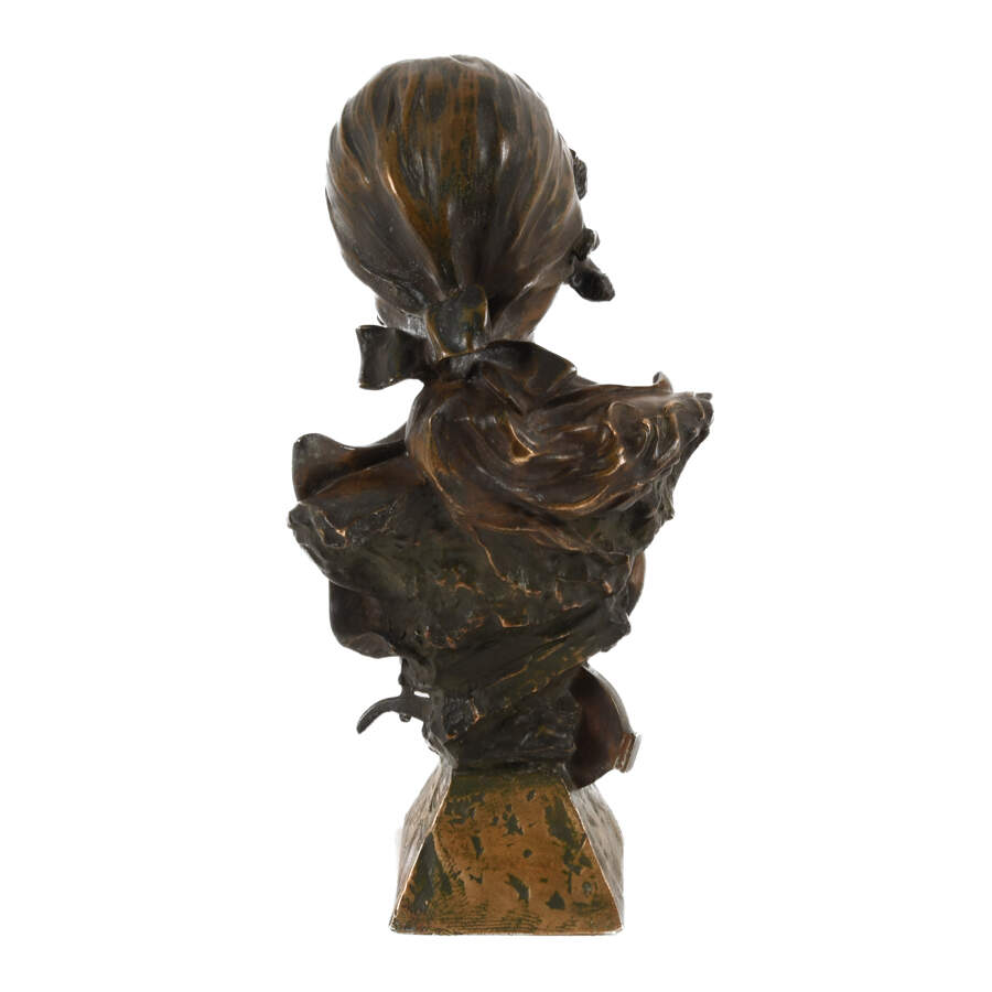 Signed A. Lefebvre Art Nouveau Bronze "Salammbo" Bust-6