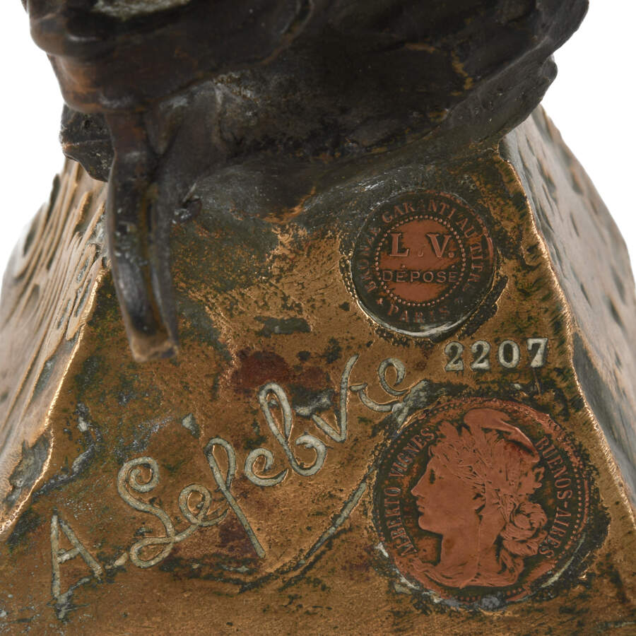 Signed A. Lefebvre Art Nouveau Bronze "Salammbo" Bust-5