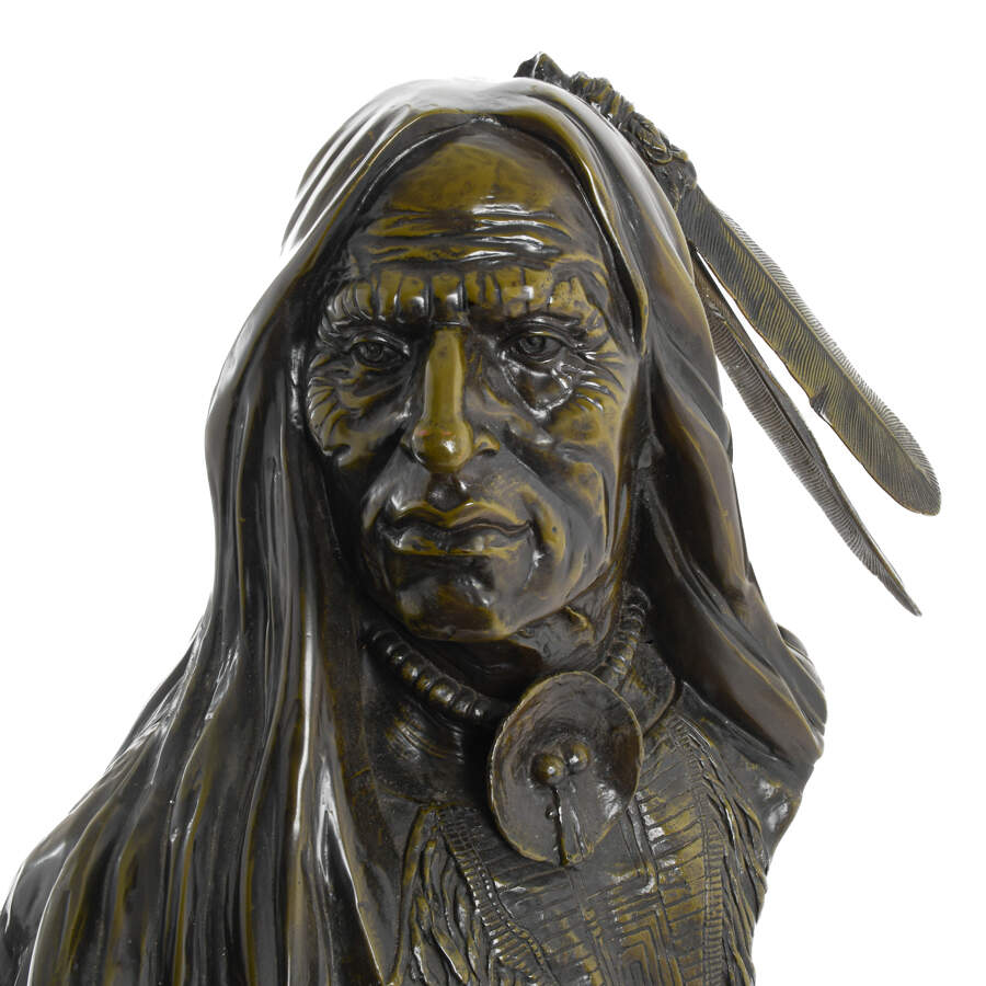 S. Keleiam Bronze Life-Size Bust of a Native American Warrior-4