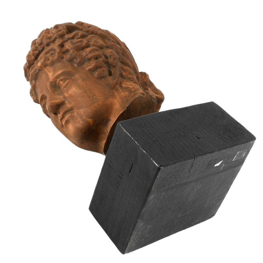 Hellenistic Carved Wooden Visage Mounted on Pedestal-7