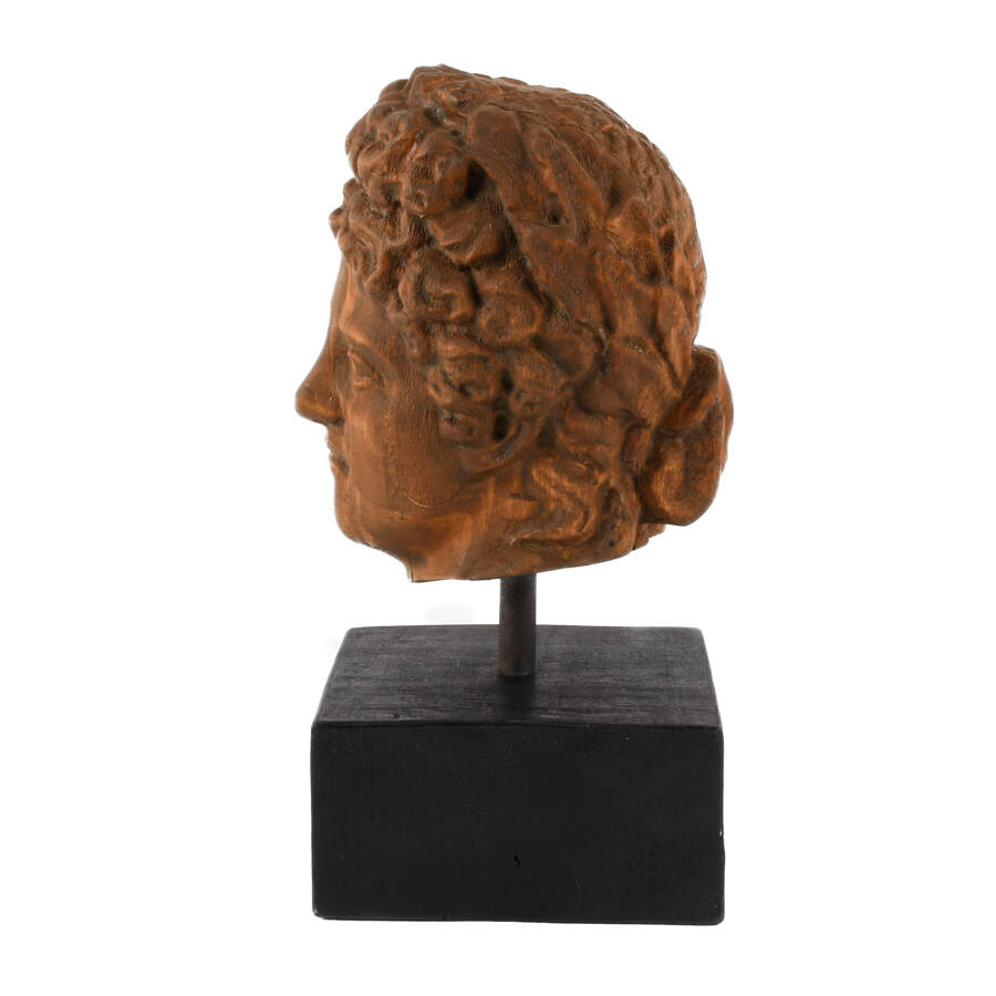 Hellenistic Carved Wooden Visage Mounted on Pedestal-4