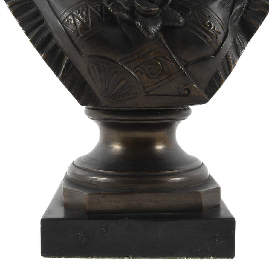 Victorian Bust of a Woman in a Feathered Hat Cast in Metal-4