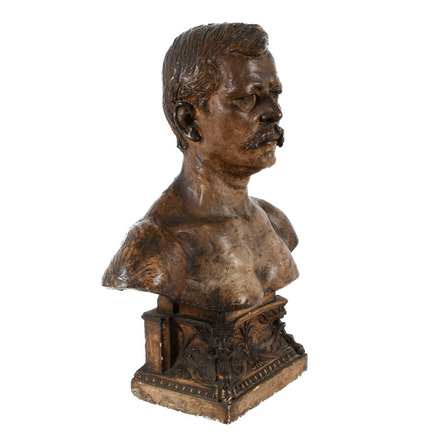 Antique Conrad Dressler "Stanley Africanvs" Plaster Bust-8