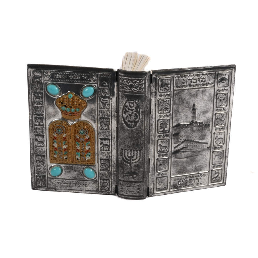 Silver Plate and Stone Inlaid Judaica Siddur Prayer Book-4
