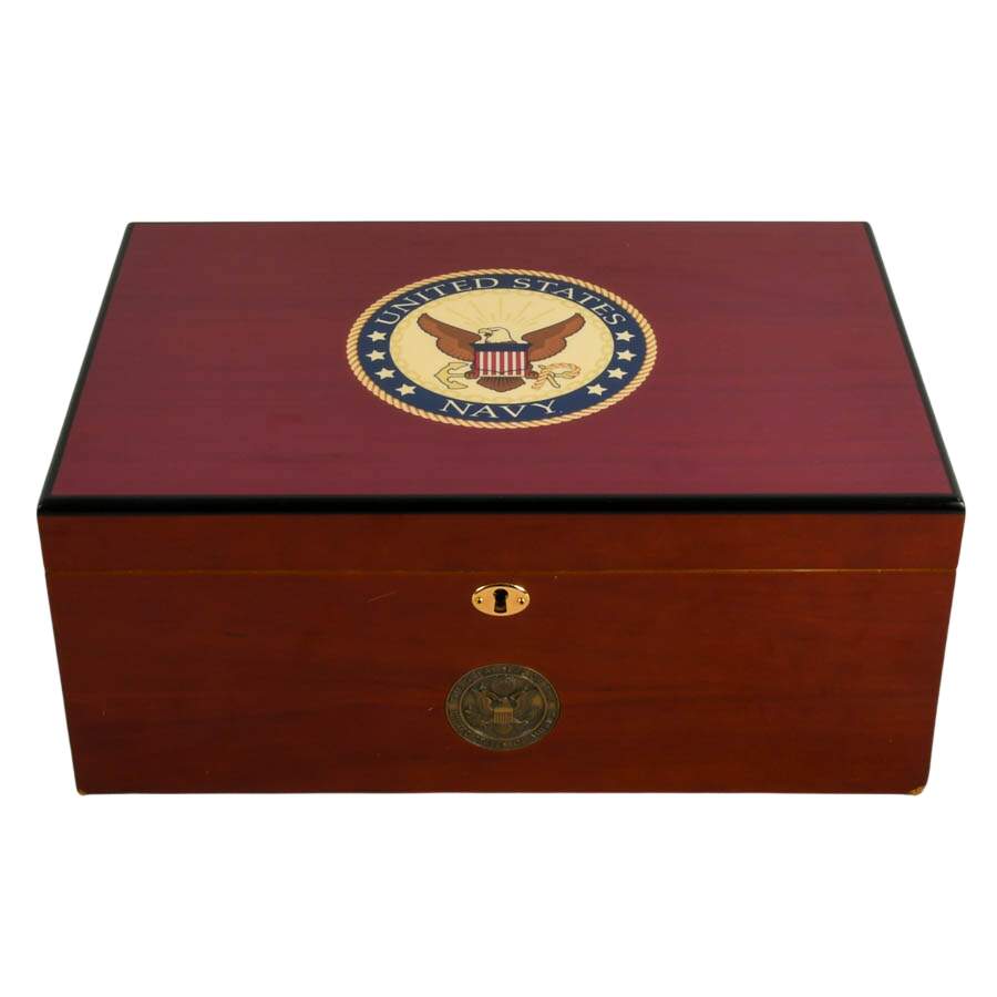 Cuban Crafters U.S. Navy Official American Emblems Humidor-1