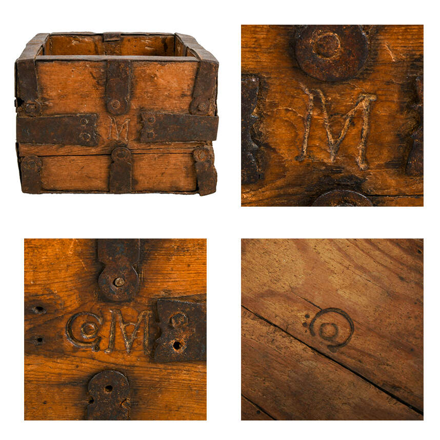 Three-Piece Set of Primitive Wood and Iron Dry Measures-4