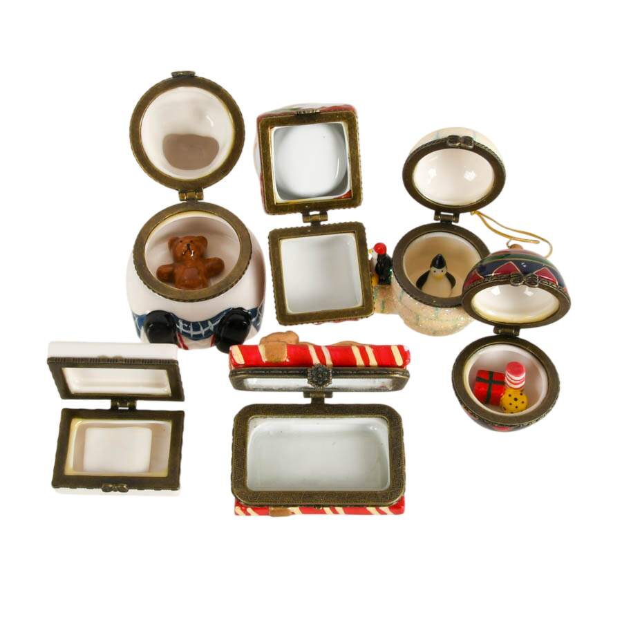 Six Christmas Porcelain Jewelry Boxes-5