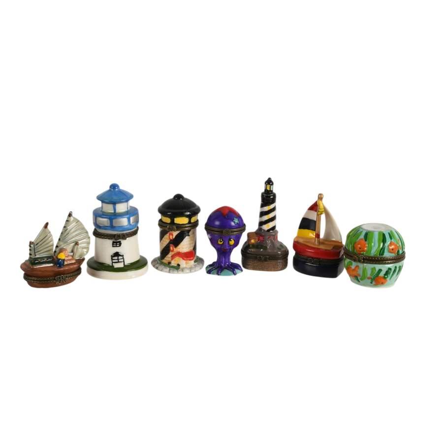 Seven Porcelain Nautical Trinket Boxes-1