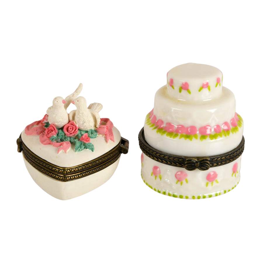Six Porcelain Wedding Themed Jewelry Boxes-3