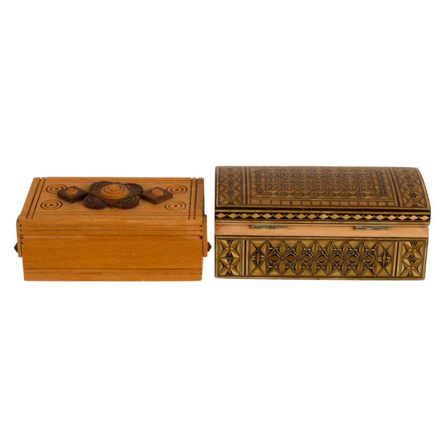 Three Handcrafted Russian Wooden Jewelry Boxes-2