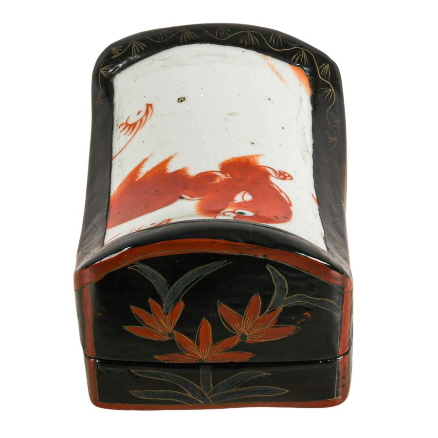 Mid-Century Chinese Black Lacquer Shard Box-3