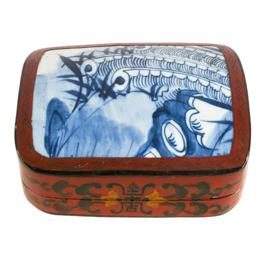 Mid-Century Chinese Red Lacquer Shard Box-1