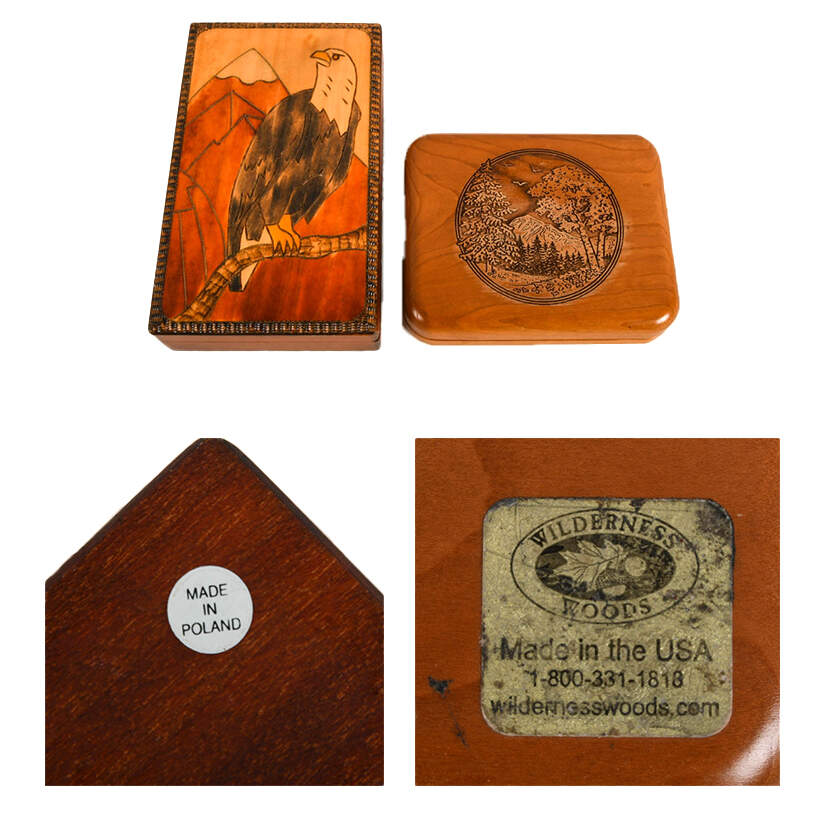 Four Hand-Made Nature-Themed Wooden Trinket Boxes-5