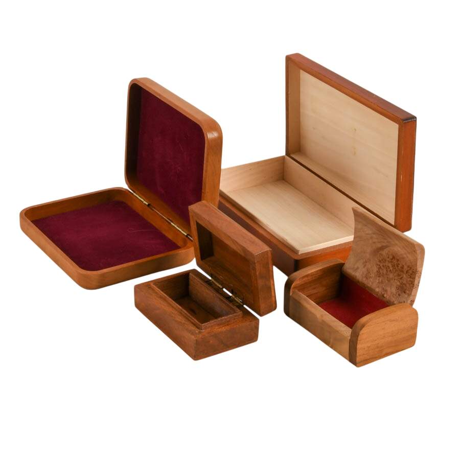Four Hand-Made Nature-Themed Wooden Trinket Boxes-4