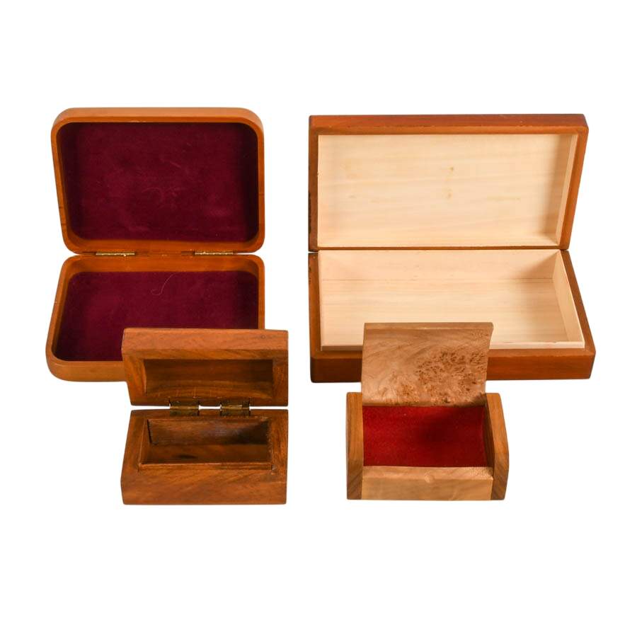 Four Hand-Made Nature-Themed Wooden Trinket Boxes-3