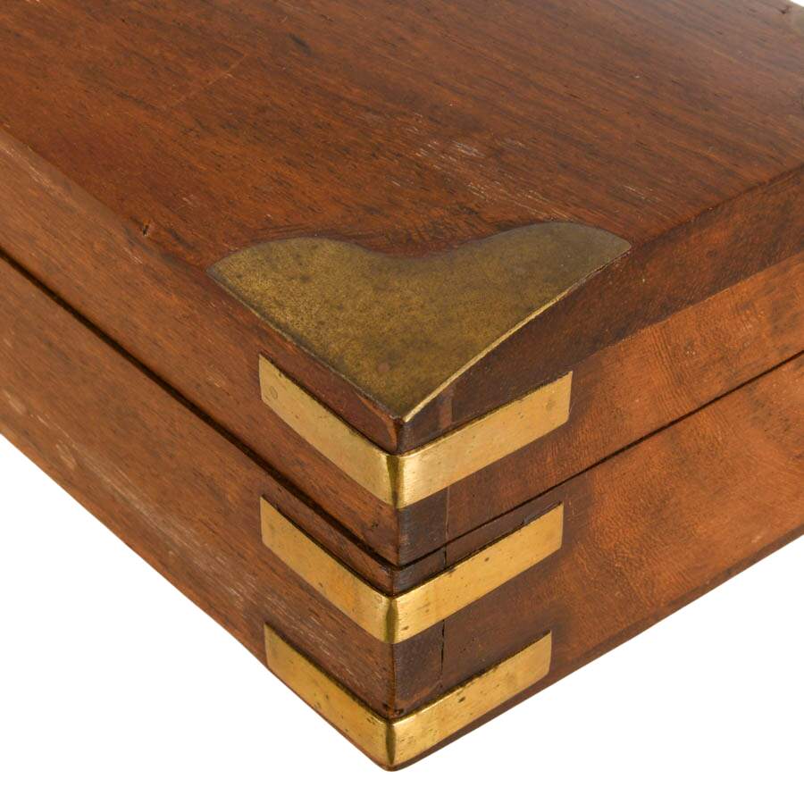 Mid-Century Indian Campaign-Style Wooden Storage Box-5