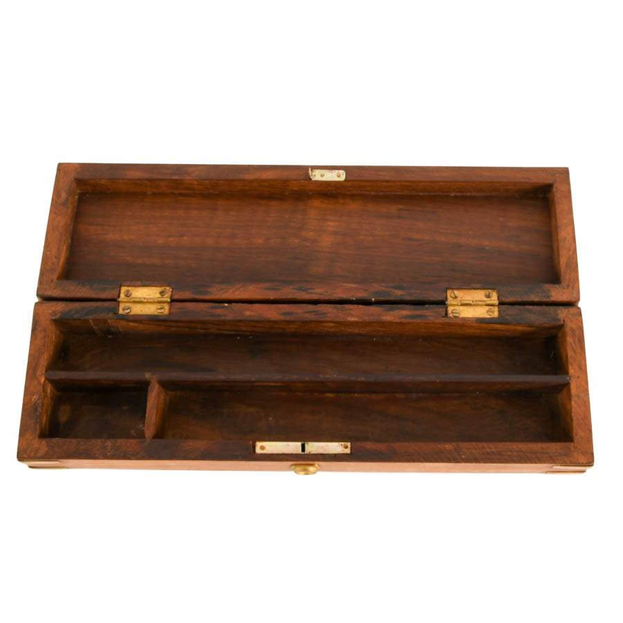Mid-Century Indian Campaign-Style Wooden Storage Box-2