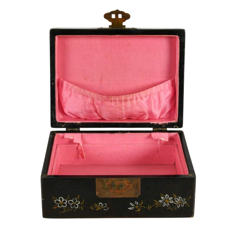 Chinese Black Lacquer Jewelry Box-8