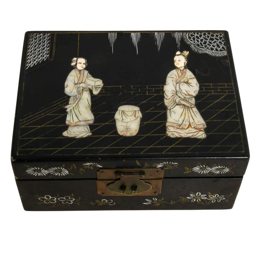 Chinese Black Lacquer Jewelry Box-2