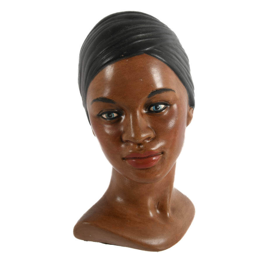 Grouping of Three Mid-Century Modern Chalkware Hawaiian Figural Bust-5