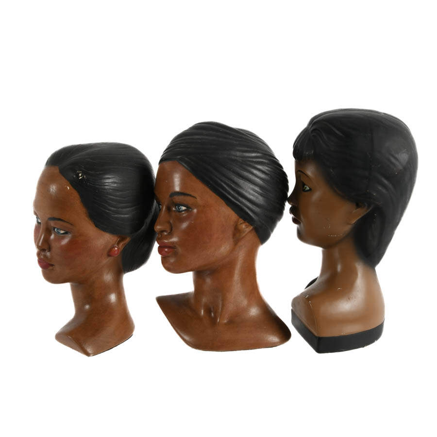 Grouping of Three Mid-Century Modern Chalkware Hawaiian Figural Bust-2