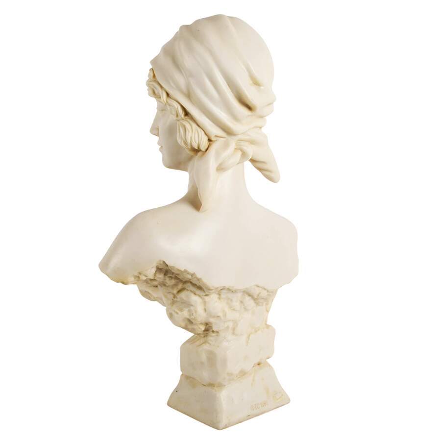 Large Alabaster-Style Resin Bust of Woman-5