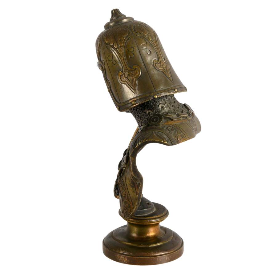 French Bronze Medieval Crusader Bust After Émile Guillemin-7