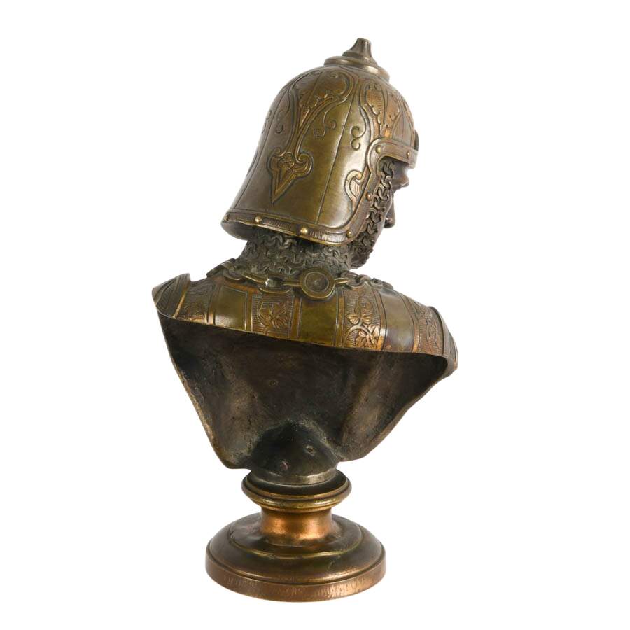 French Bronze Medieval Crusader Bust After Émile Guillemin-6