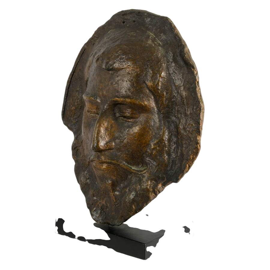 Death Mask of Aristotle Sculpture on Base After Paul Gauguin-3