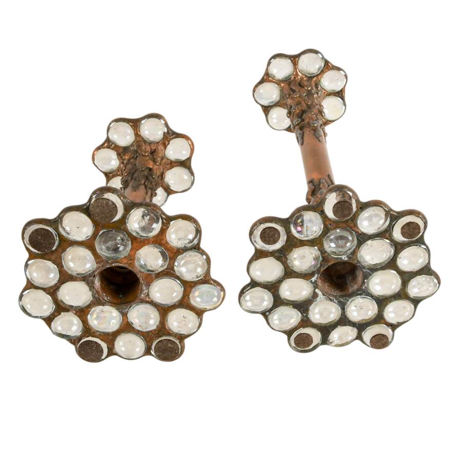 Pair of Handmade Glass and Copper Candlesticks Attributed to Diane Markin-6