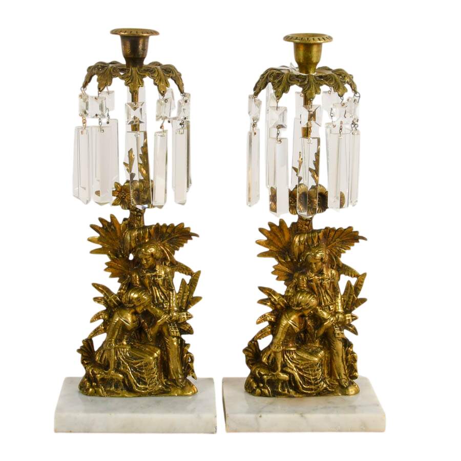 Antique Trio of Girandole Candlesticks-8