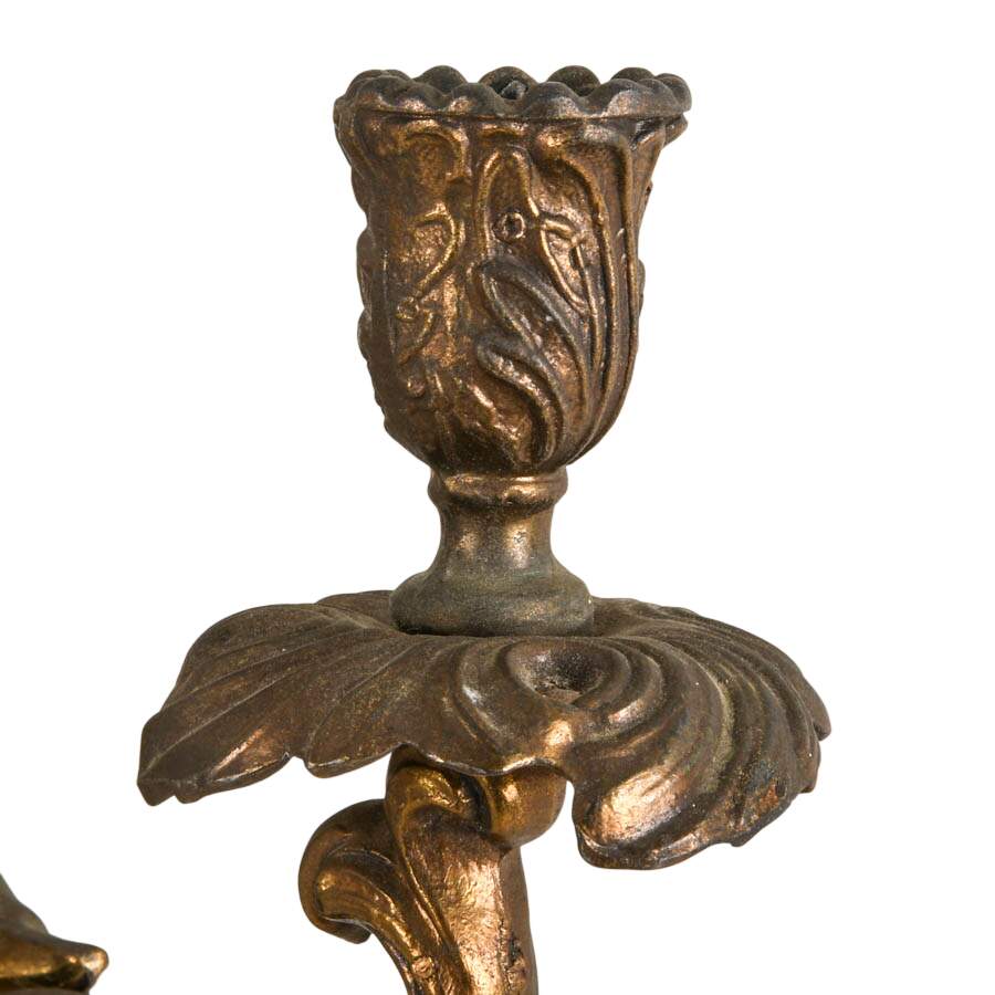 Antique Pair of French Louis XVI-Style Metal Cherub Wall Candleholder-5