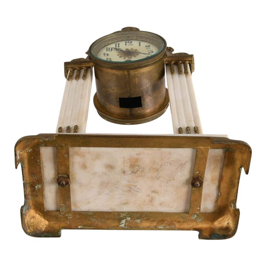 19th Century French Marble Portico Table Clock-8