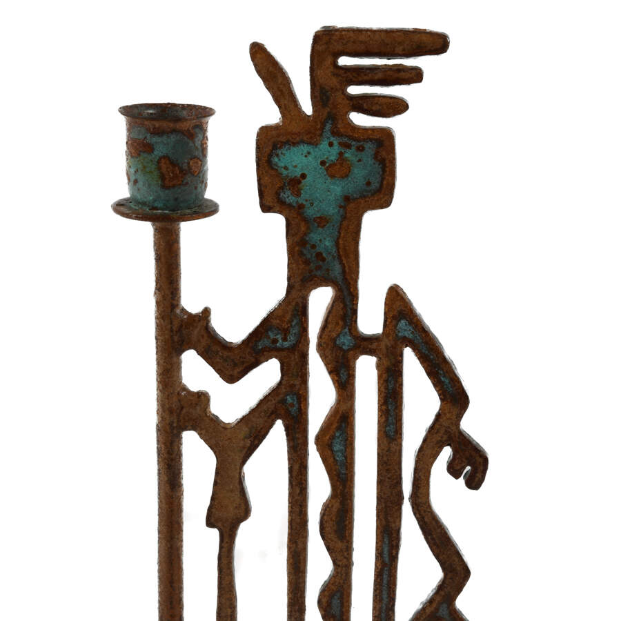 Metal Native American Sculptural Candleholder-5