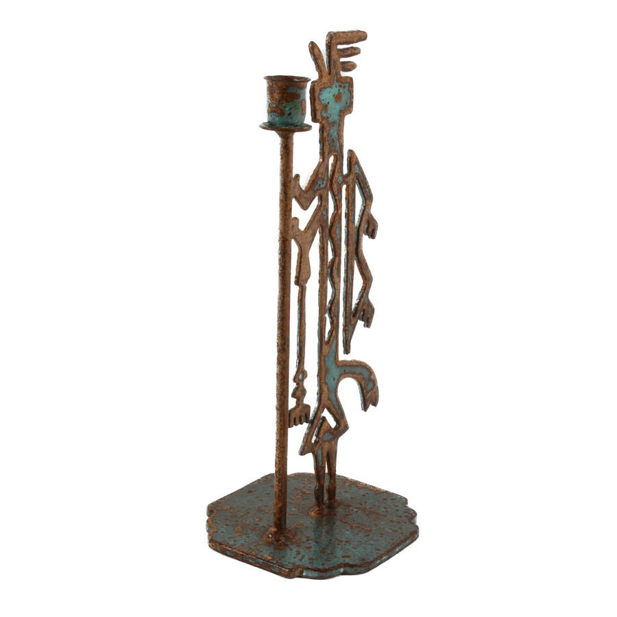 Metal Native American Sculptural Candleholder-4