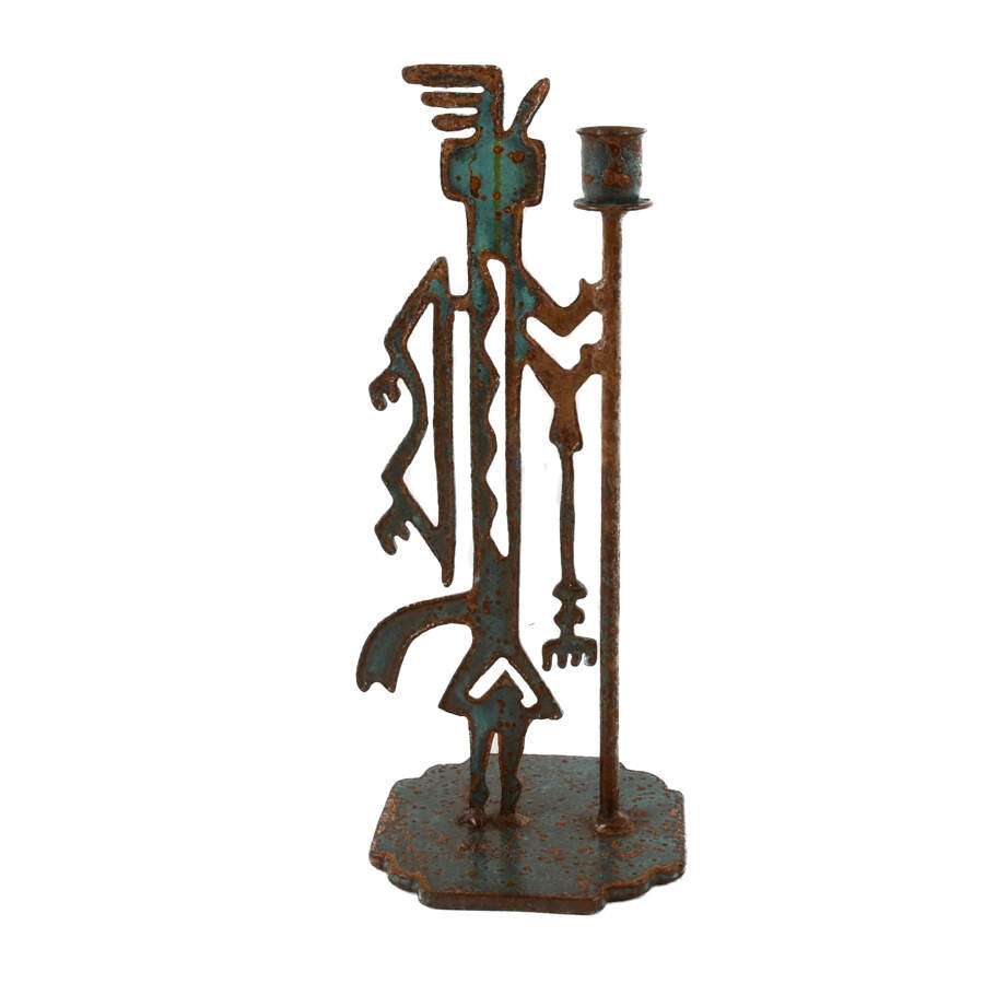 Metal Native American Sculptural Candleholder-3