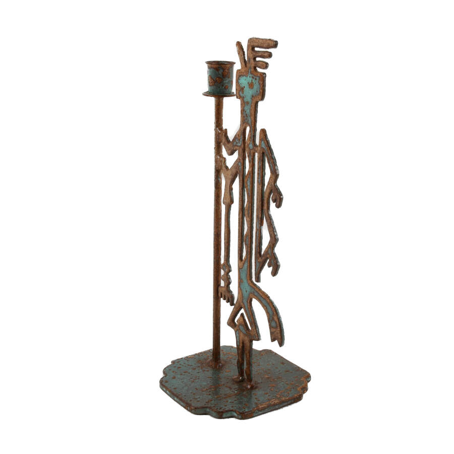 Metal Native American Sculptural Candleholder-2