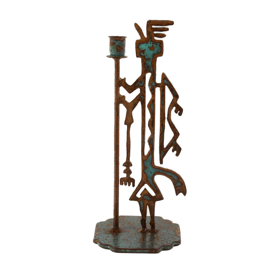 Metal Native American Sculptural Candleholder-1