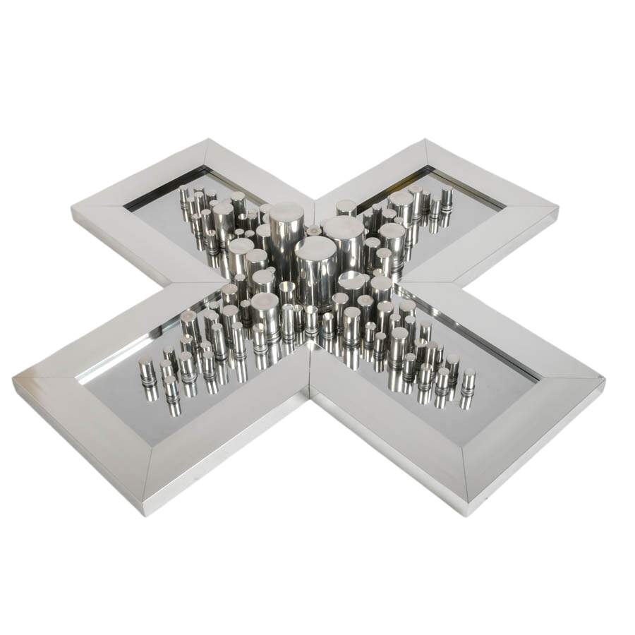 Modernist-Style Chrome Wall Sculpture-7