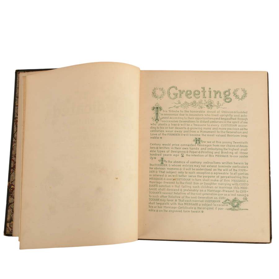 Antique Early 20th Century "A Message to Posterity" Family Register Book-3