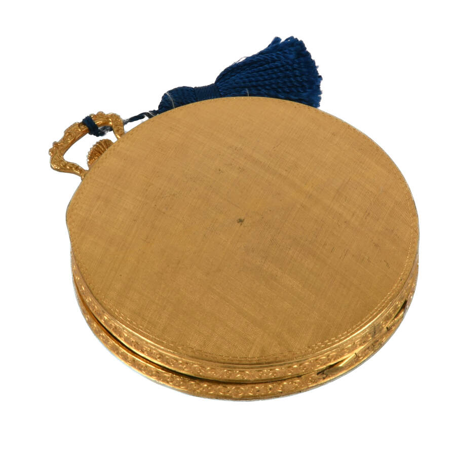 Italian Florentine Purple Enamel Pocket Watch Compact-6