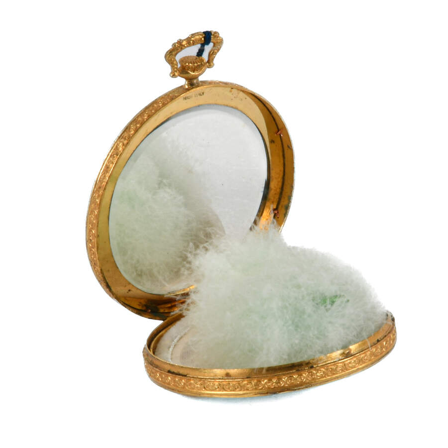Italian Florentine Purple Enamel Pocket Watch Compact-5