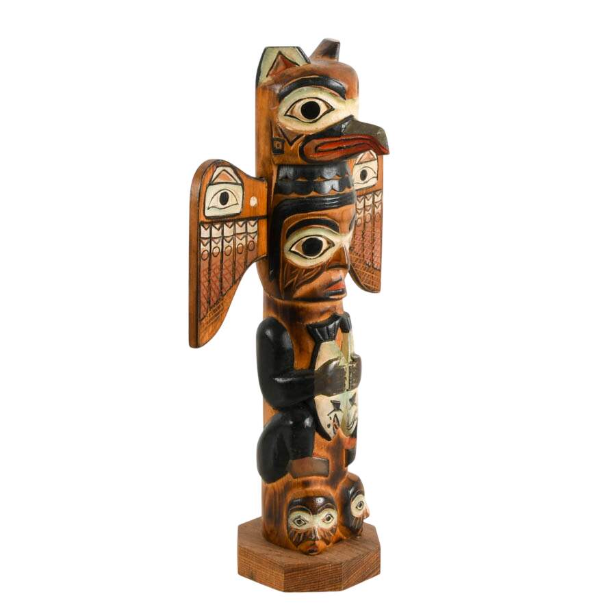 Alaska Black Diamond "The Legend of Fog Woman" Wooden Totem Figure-5