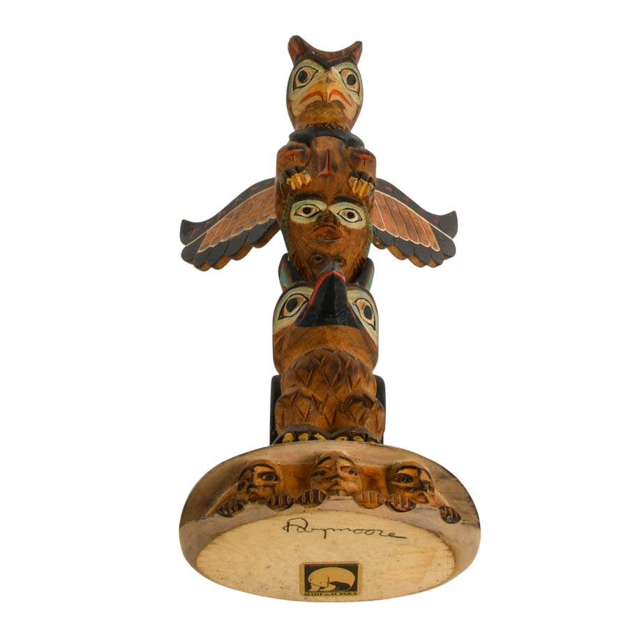 Alaska Black Diamond "The Legend of Mandkind" Wooden Totem Figure-9