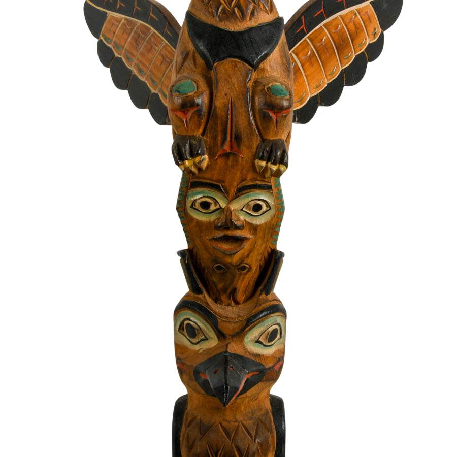 Alaska Black Diamond "The Legend of Mandkind" Wooden Totem Figure-6