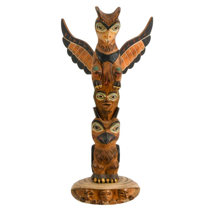 Alaska Black Diamond "The Legend of Mandkind" Wooden Totem Figure-1