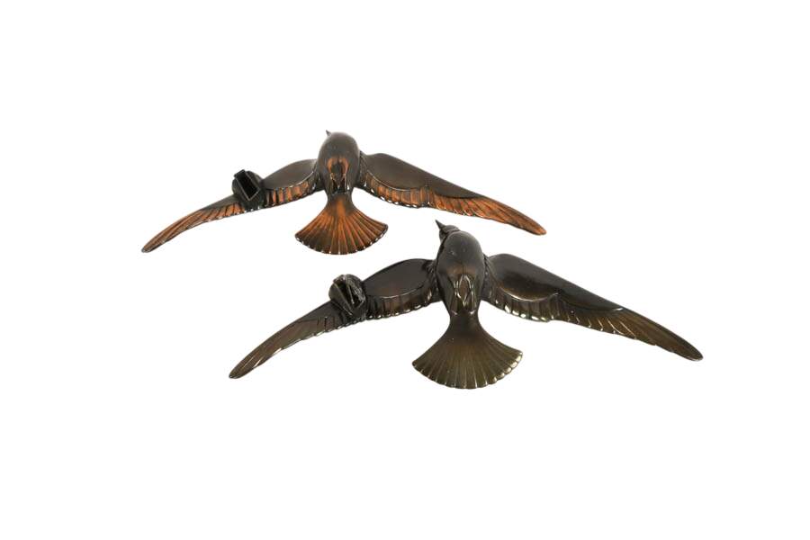 Pair Spelter Seagulls in the Style of J.B. Léonard "Two Seagulls in Flight"-8